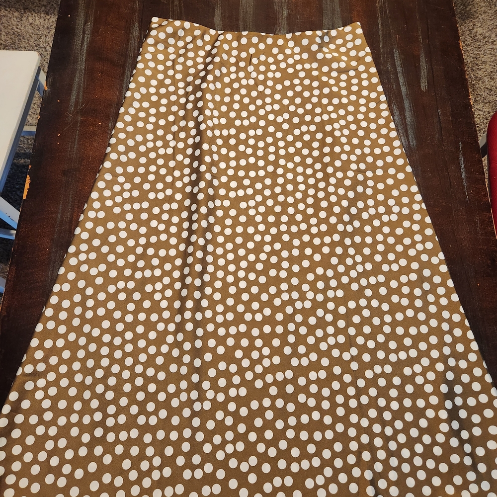 J. Crew Brown and White Polka Dot A-Line Skirt